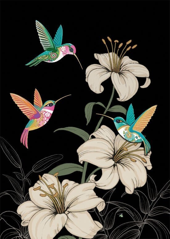 Bug Art Three Hummingbirds Card