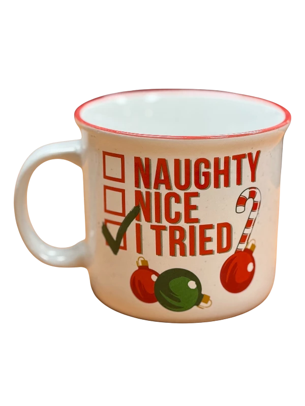 Naughty, Nice, I Tried Ceramic Camper Mug