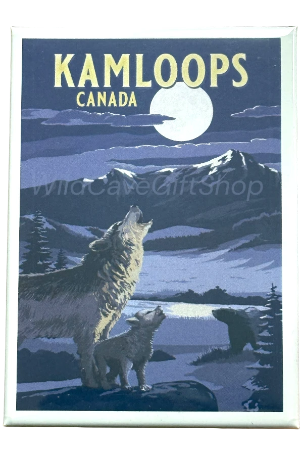 Kamloops Magnet Wolf And Mountains