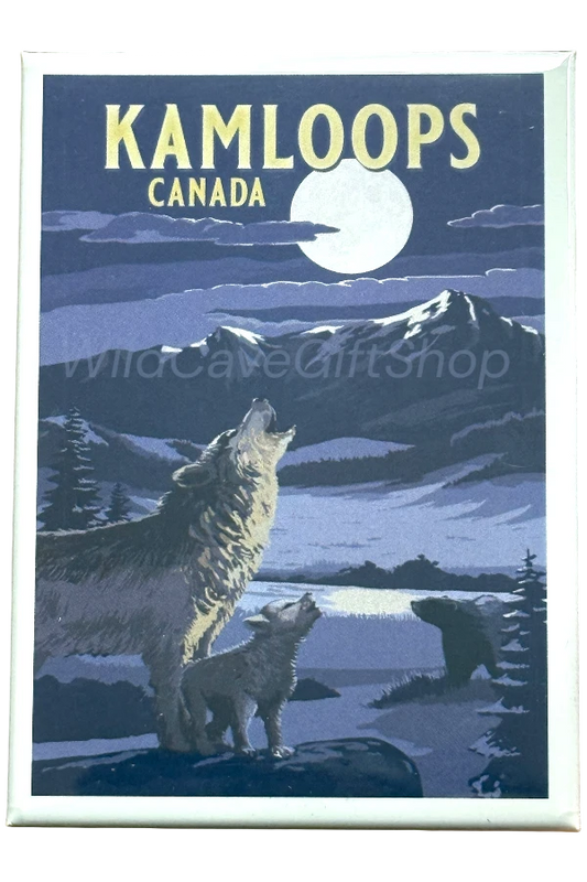 Kamloops Magnet Wolf And Mountains