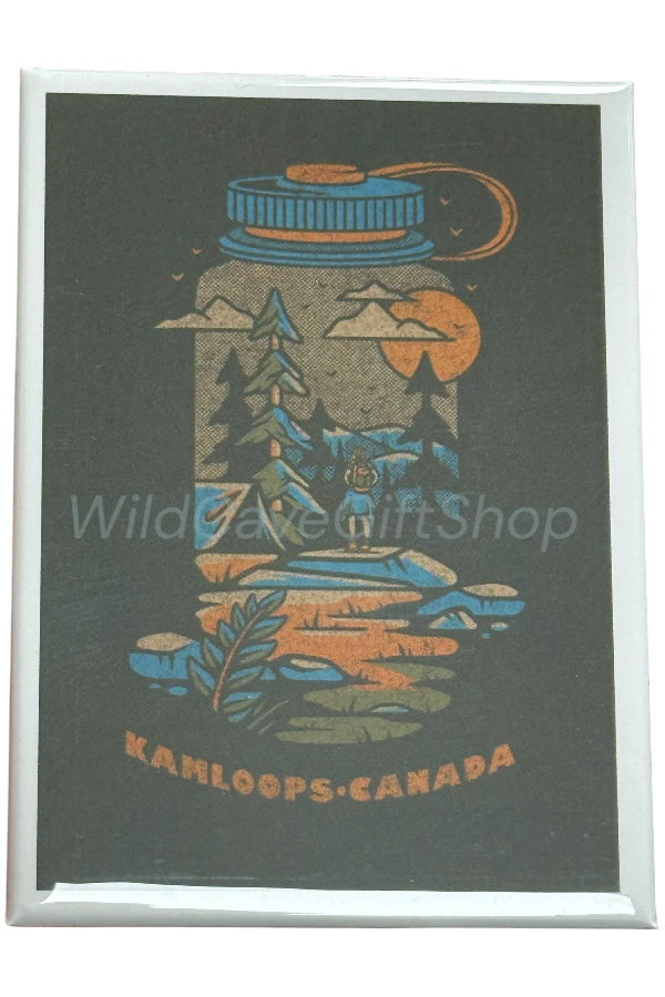 Kamloops Magnet Water Bottle Hiking Scene