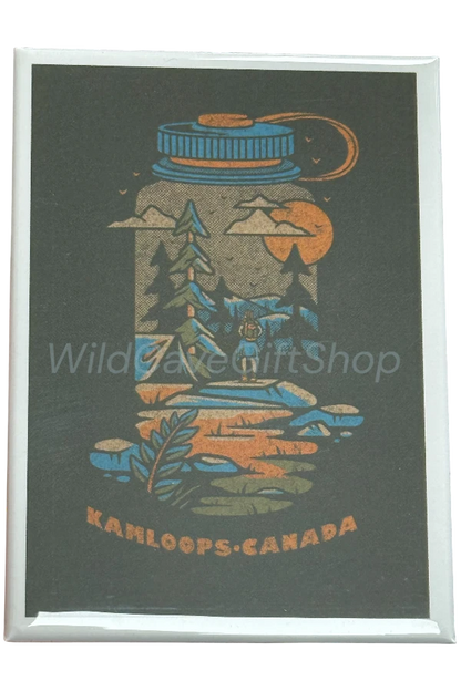 Kamloops Magnet Water Bottle Hiking Scene