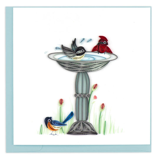 Quilled Bird Bath Greeting Card