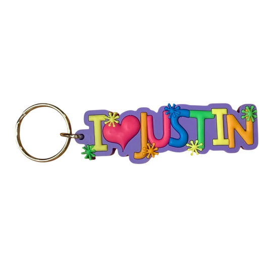 Colourful Name Keychain I 💗 Justin (Purple)