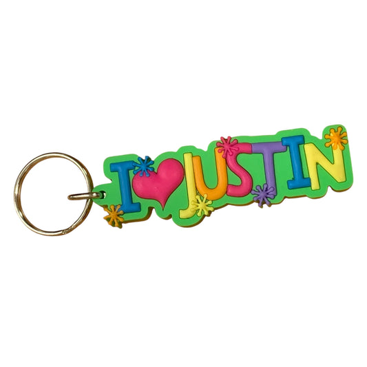 Colourful Name Keychain I 💗 Justin (Green)