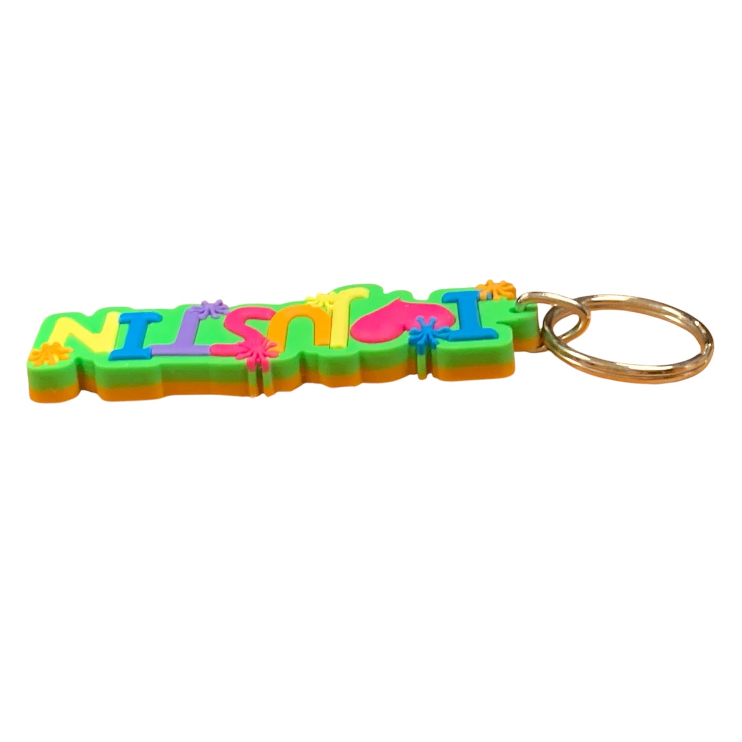 Colourful Name Keychain I 💗 Justin (Green)