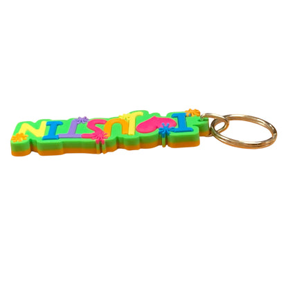 Colourful Name Keychain I 💗 Justin (Green)