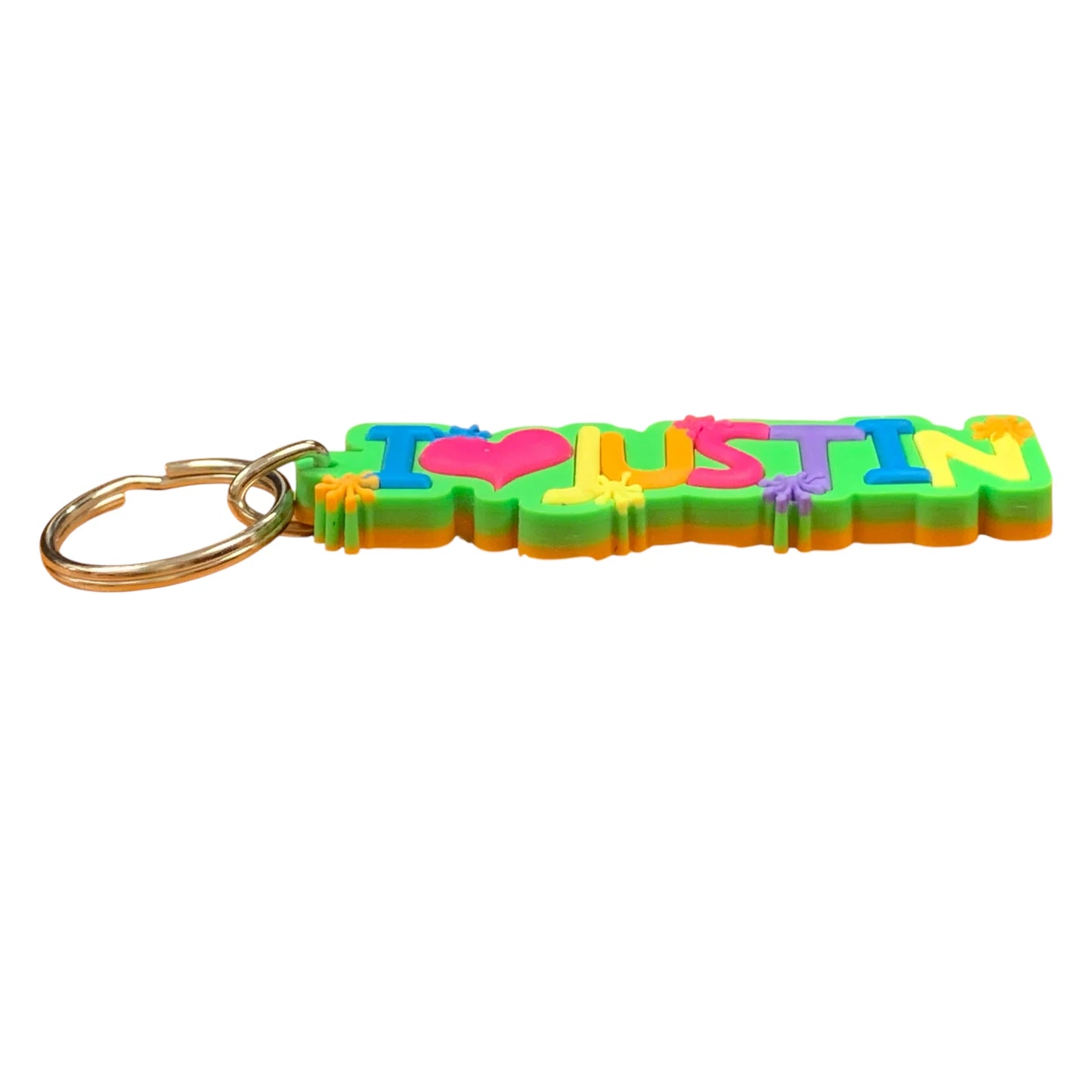Colourful Name Keychain I 💗 Justin (Green)