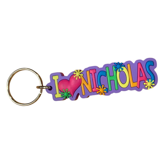Colourful Name Keychain I 💗 Nicholas (Purple)