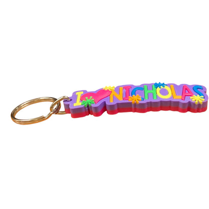 Colourful Name Keychain I 💗 Nicholas (Purple)