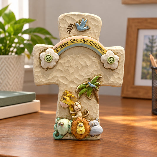 Blessed are the Children Resin Cross