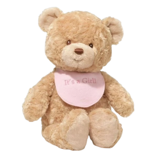 Gund Bib Bear It's a Girl Pink