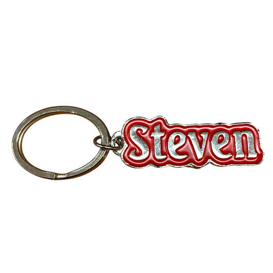 Metal Name Keychain Steven (Red)