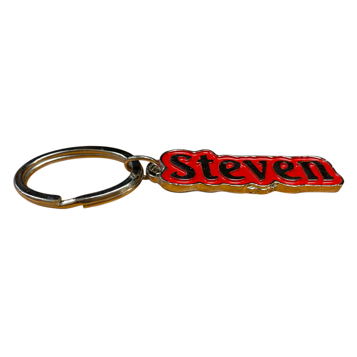 Metal Name Keychain Steven (Red)