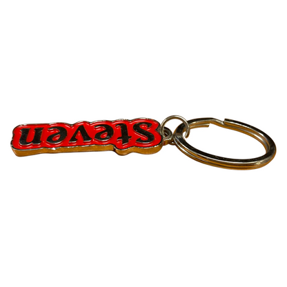 Metal Name Keychain Steven (Red)