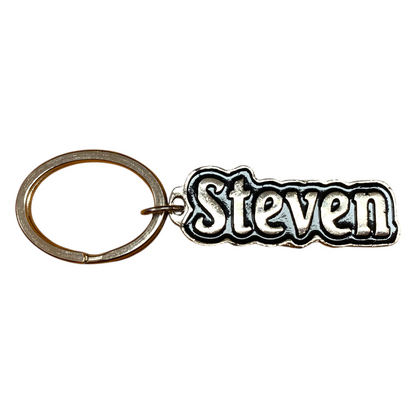 Metal Name Keychain Steven (Black)