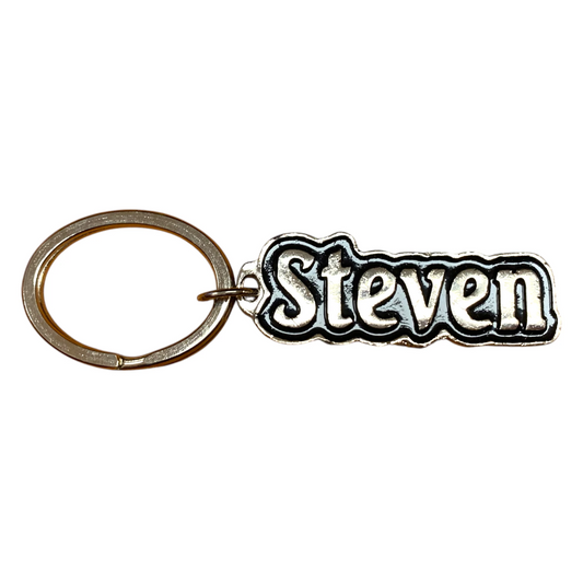 Metal Name Keychain Steven (Black)