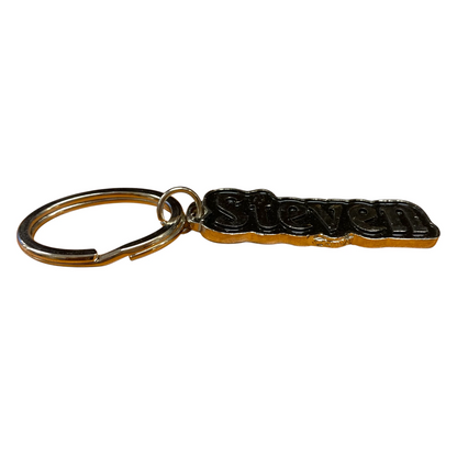 Metal Name Keychain Steven (Black)