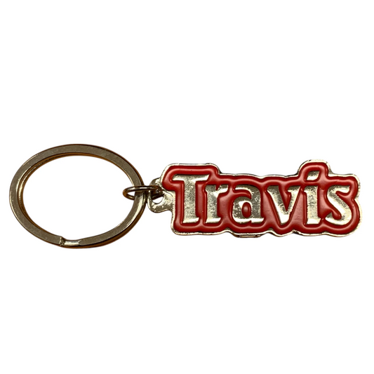 Metal Name Keychain Travis (Red)