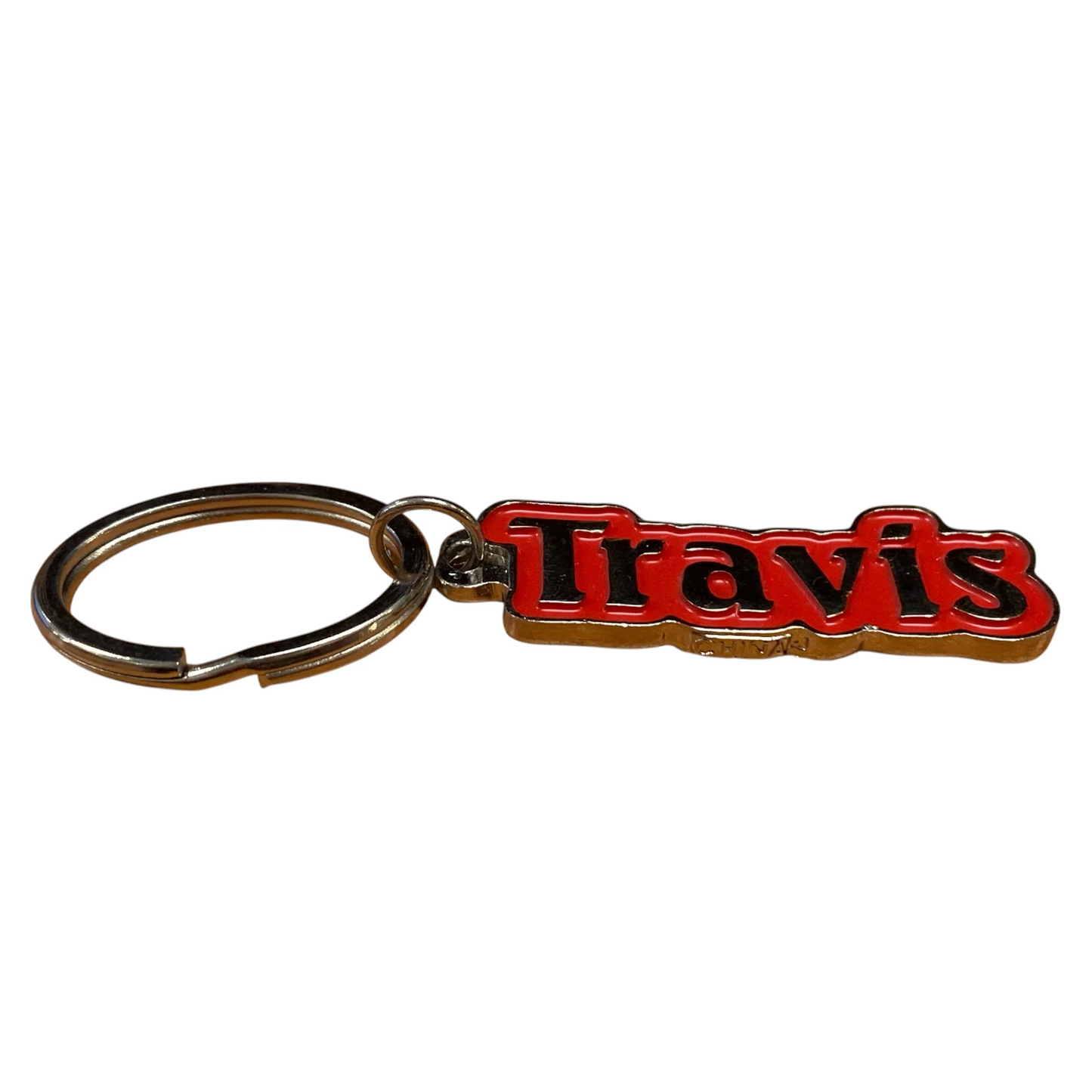 Metal Name Keychain Travis (Red)