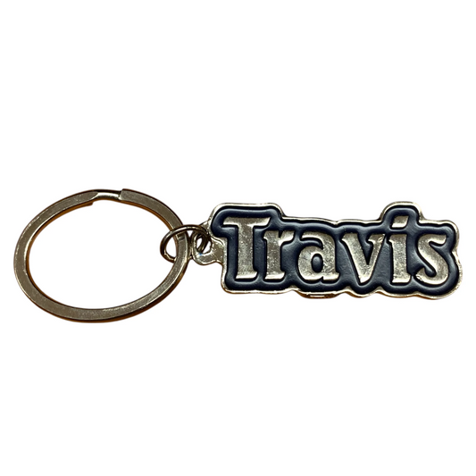 Metal Name Keychain Travis (Navy)