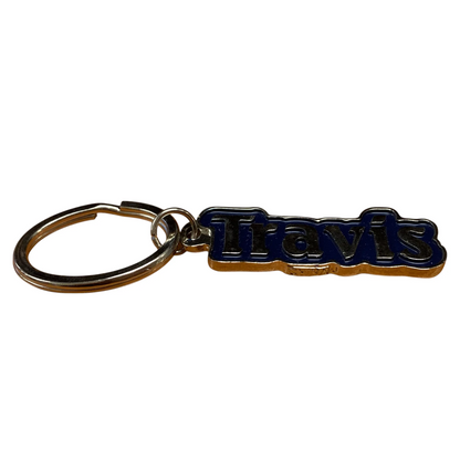 Metal Name Keychain Travis (Navy)