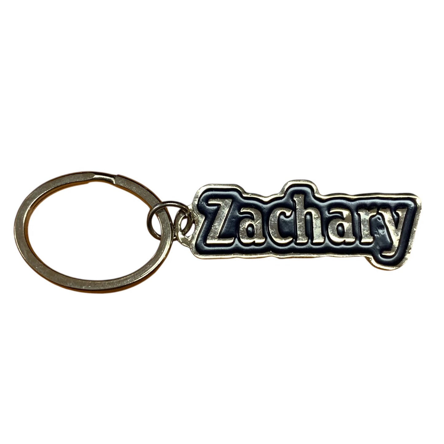 Metal Name Keychain Zachary (Navy)