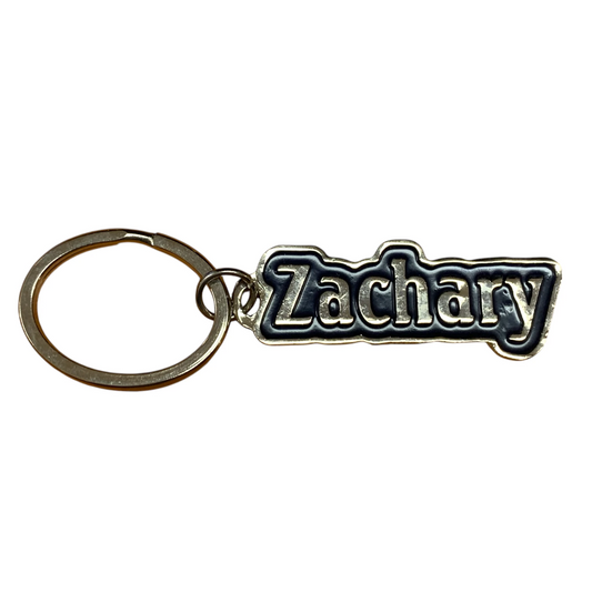 Metal Name Keychain Zachary (Navy)