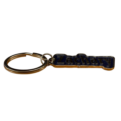 Metal Name Keychain Zachary (Navy)