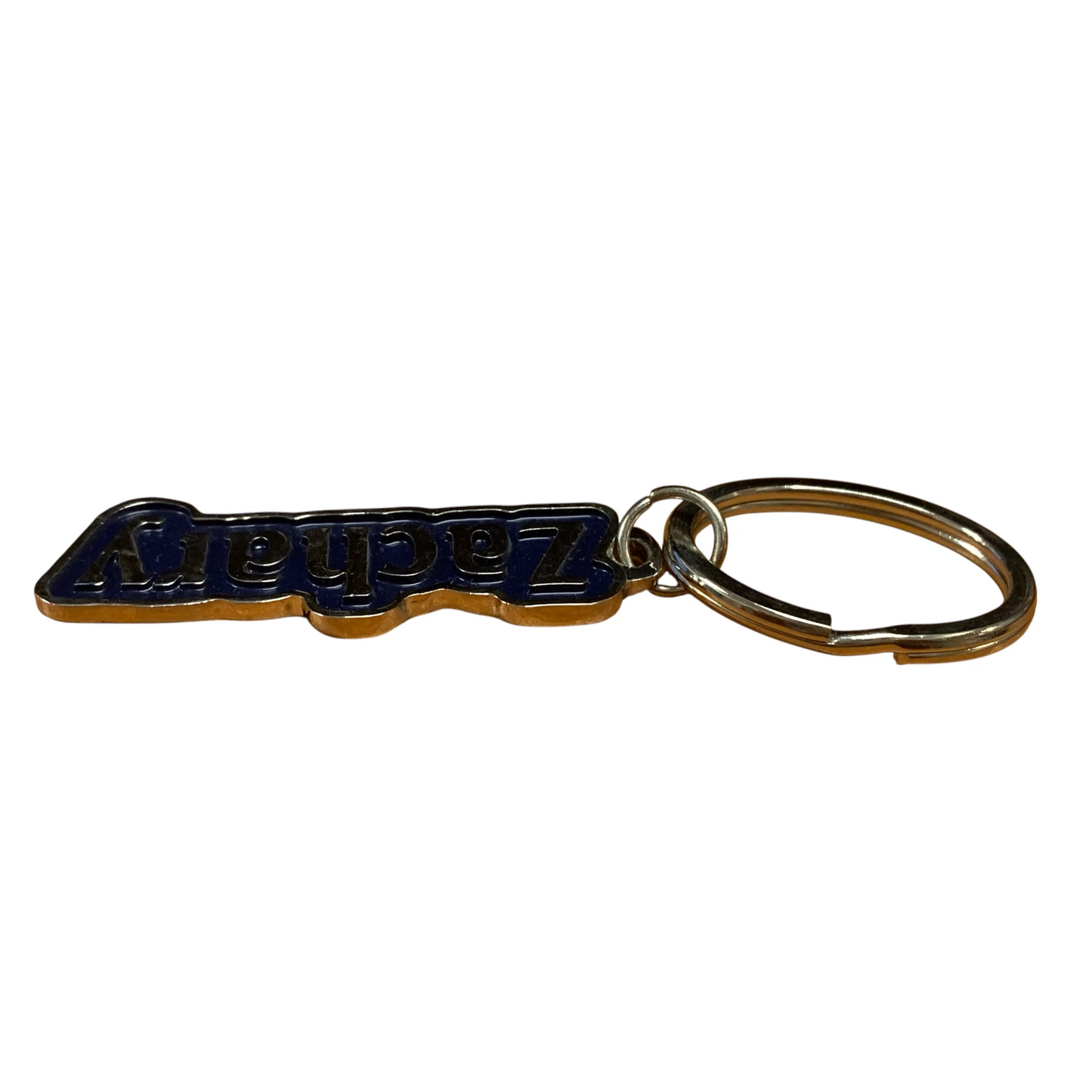 Metal Name Keychain Zachary (Navy)
