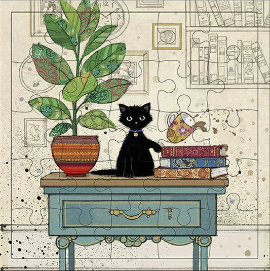 Black Kitty Puzzle Card