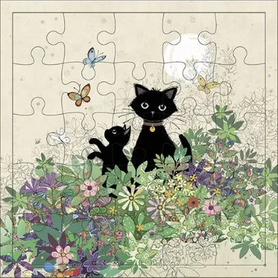 Black Kitty Puzzle Card