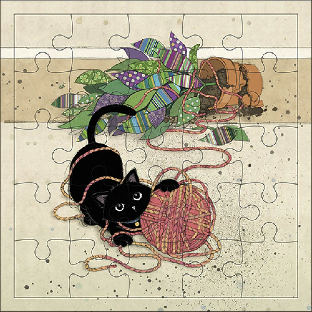Black Kitty Puzzle Card
