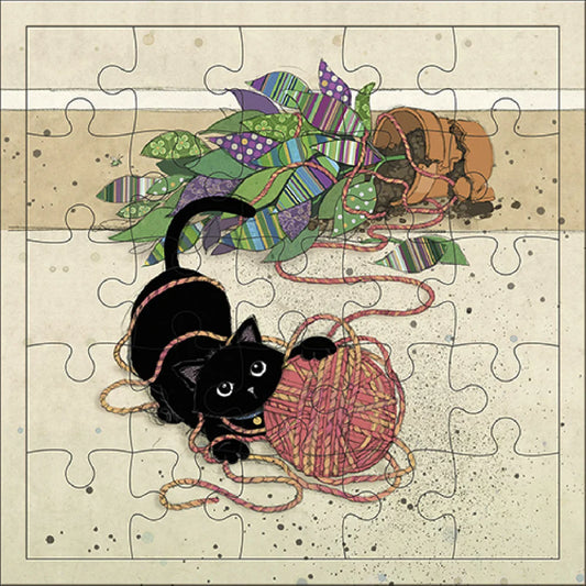Black Kitty Puzzle Card