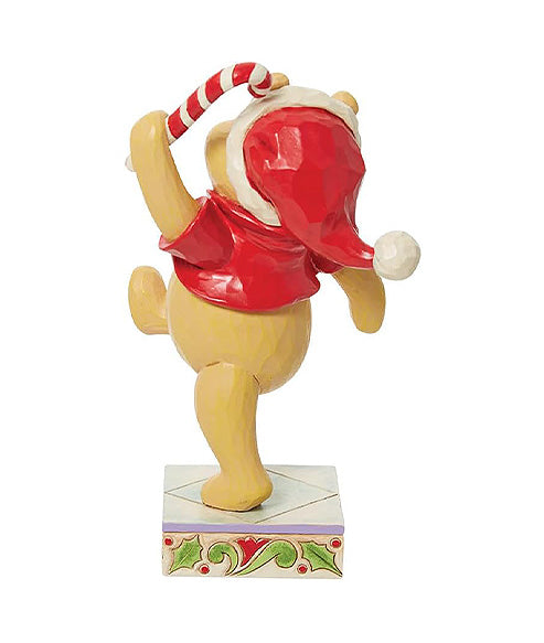 Pooh Holding a Christmas Candycane Figurine