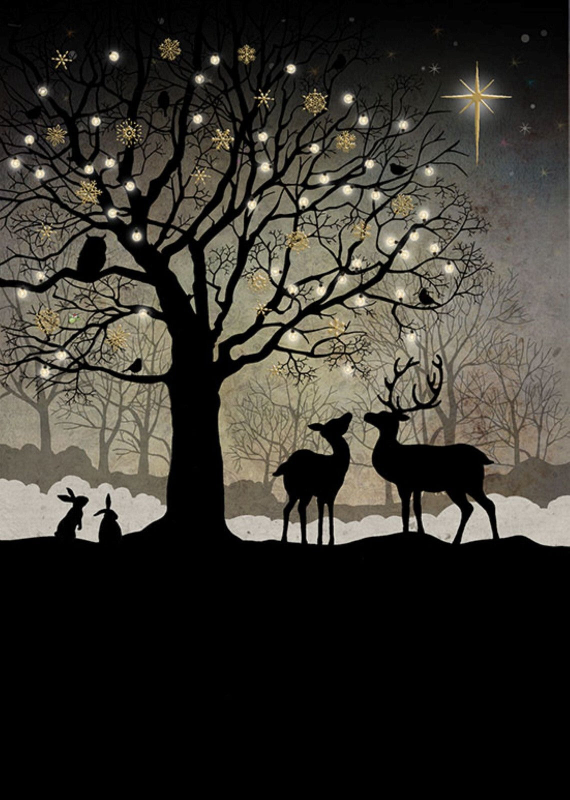 Bug Art Christmas Woodland Card
