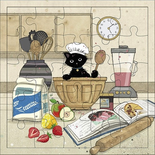 Black Kitty Puzzle Card
