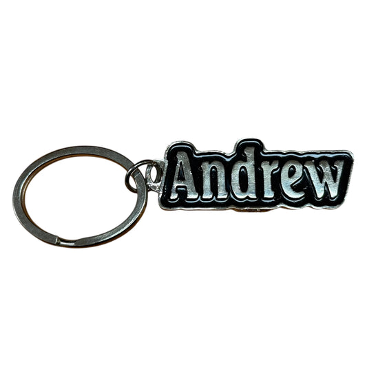 Black Metal Name Keychain Andrew