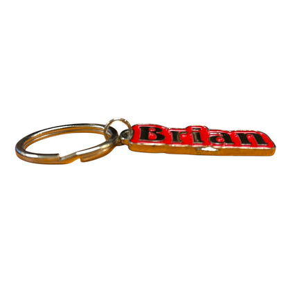Red Metal Name Keychain Brian
