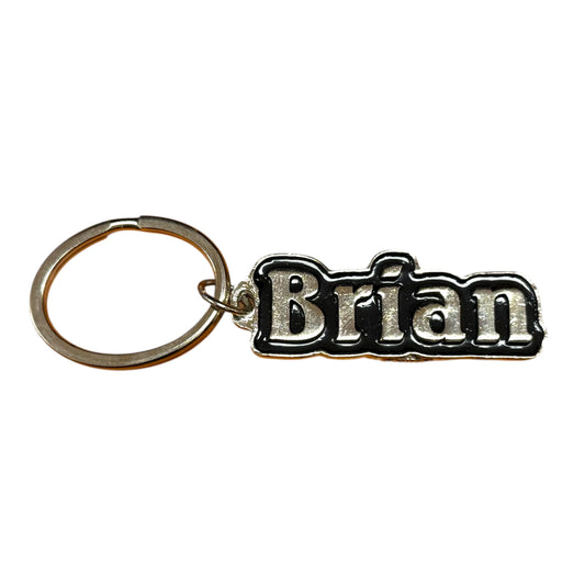 Black Metal Name Keychain Brian