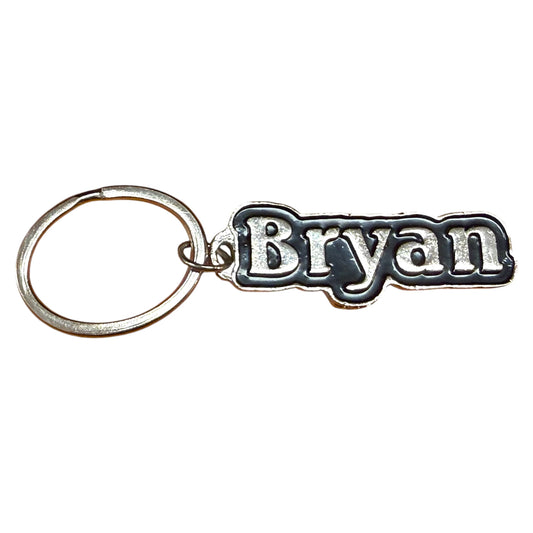 Black Metal Name Keychain Bryan