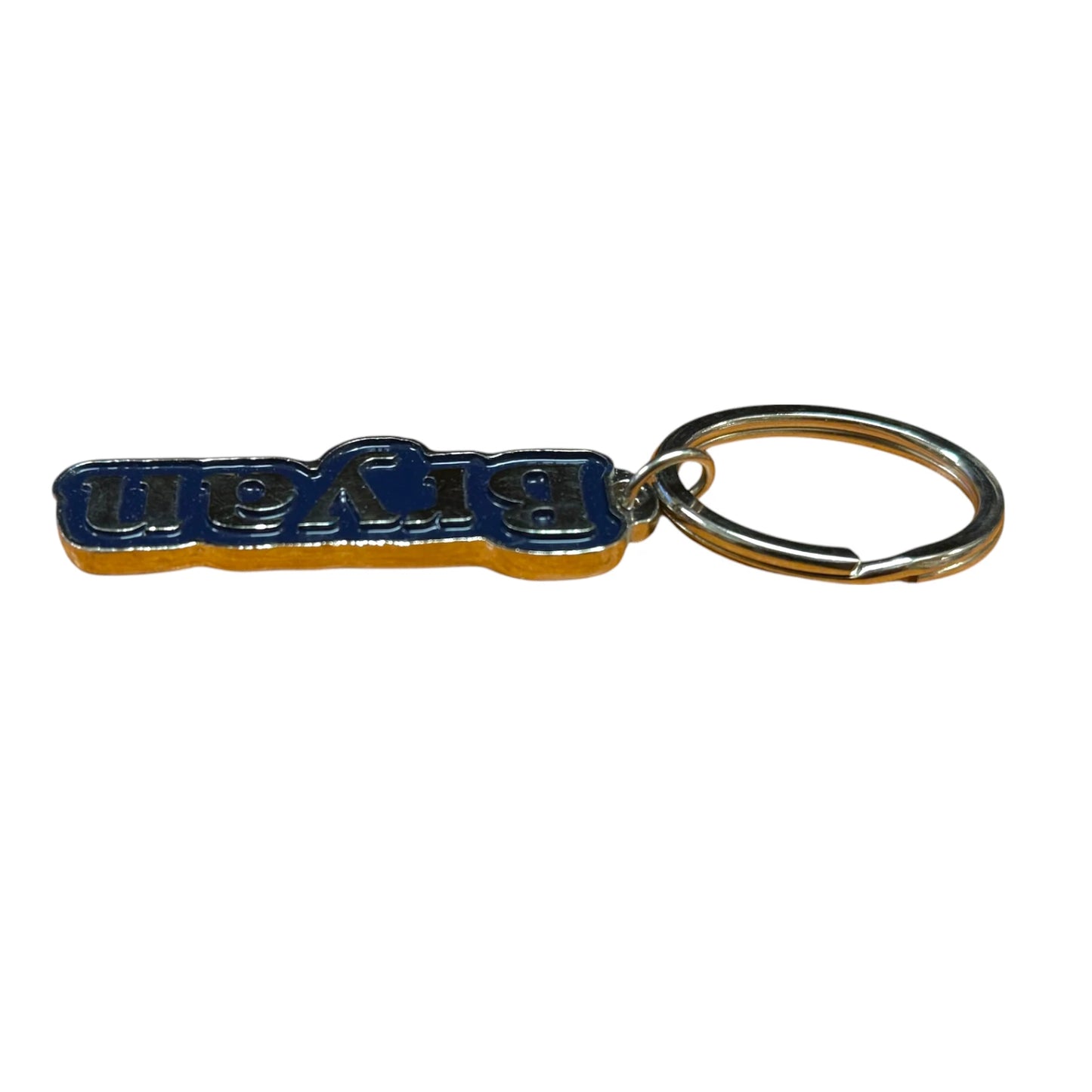 Navy Metal Name Keychain Bryan