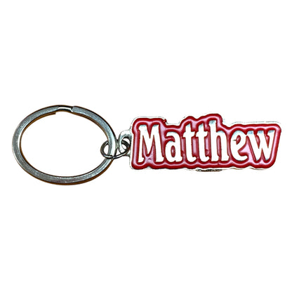 Metal Name Keychain Matthew (Red)