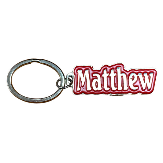 Metal Name Keychain Matthew (Red)