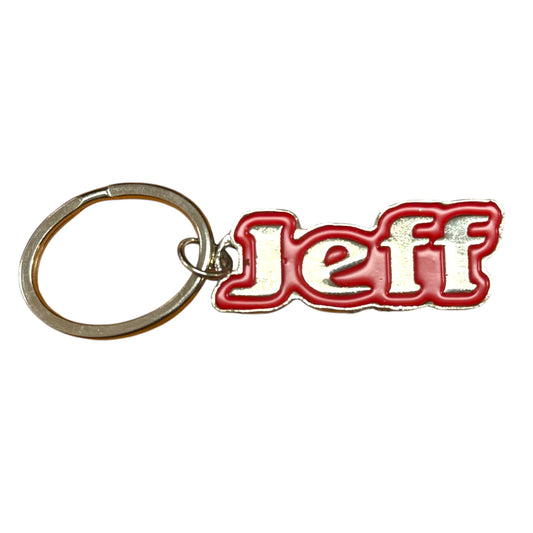 Metal Name Keychain Jeff (Red)
