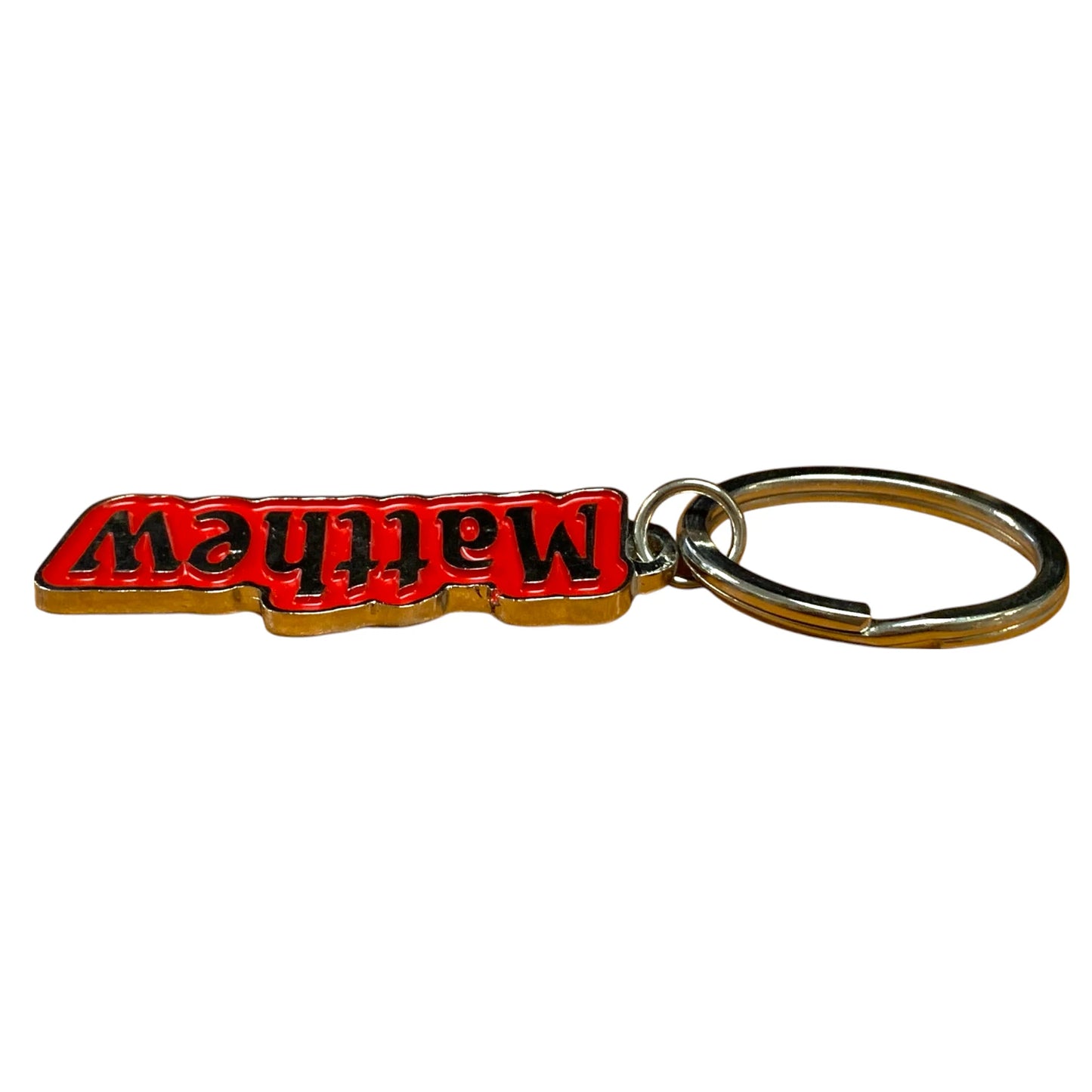 Metal Name Keychain Matthew (Red)
