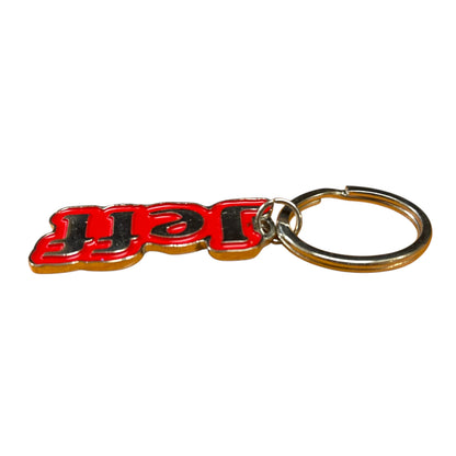 Metal Name Keychain Jeff (Red)