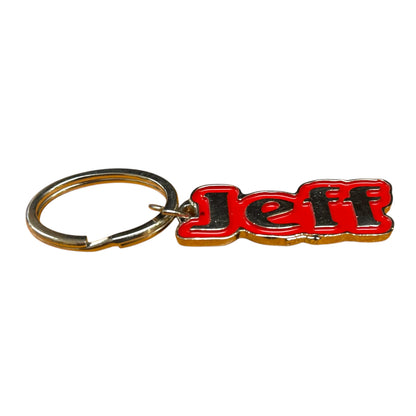 Metal Name Keychain Jeff (Red)