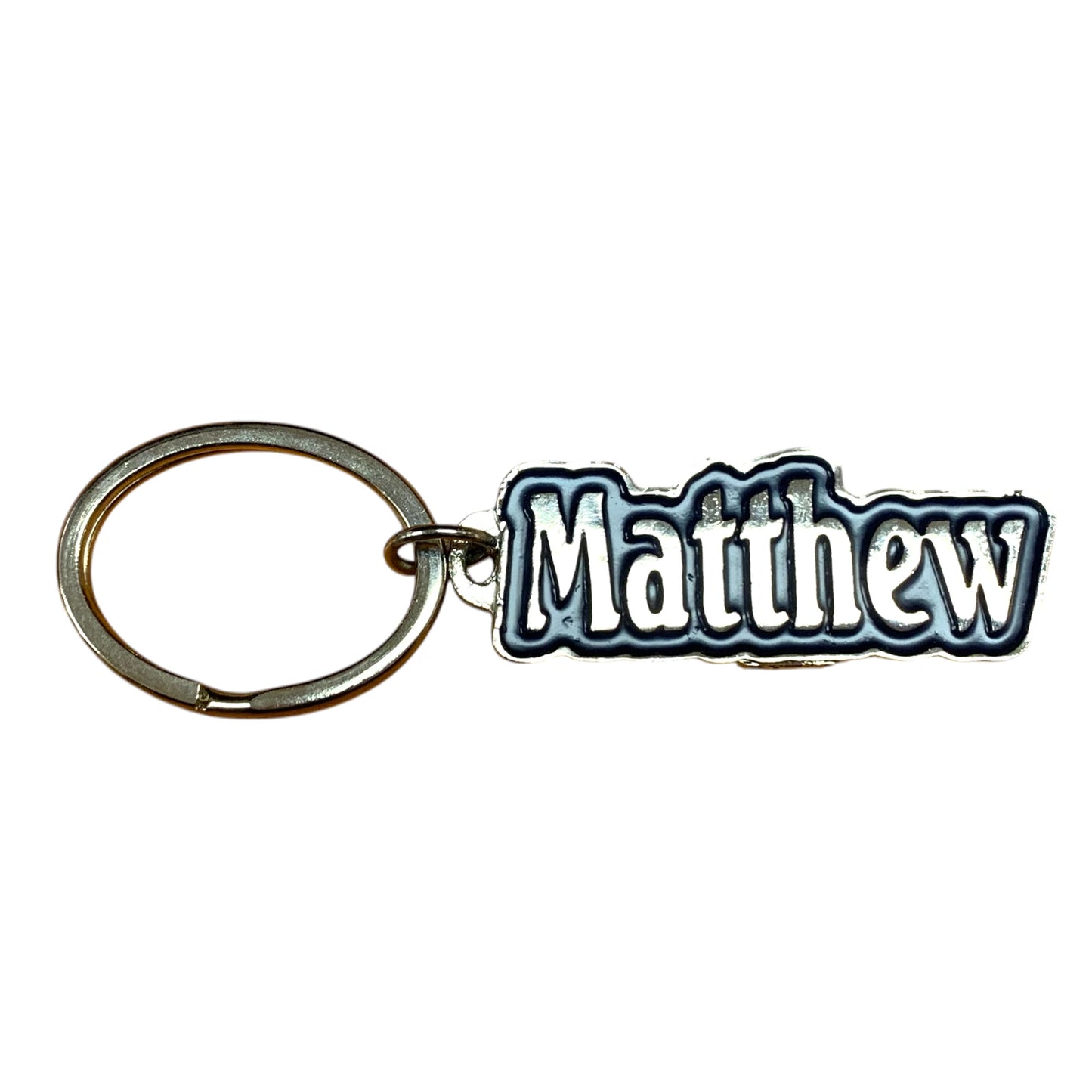 Metal Name Keychain Matthew (Navy)