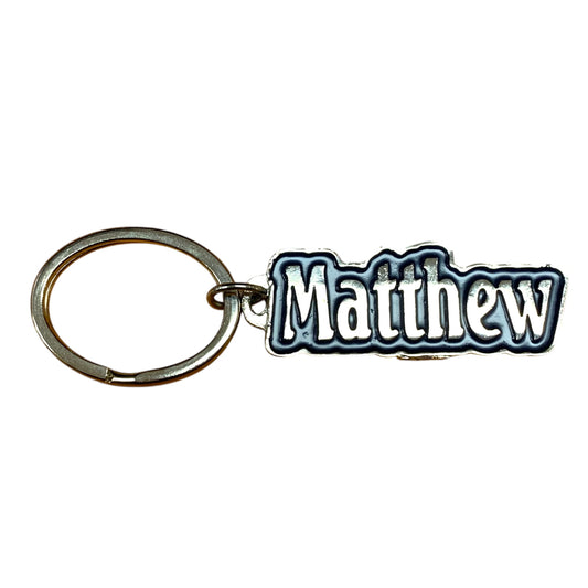 Metal Name Keychain Matthew (Navy)
